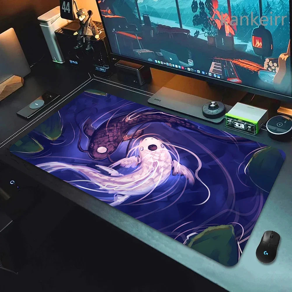 Koi Fish Taichi XXL Gaming Deskmat 90x40 – Natural Rubber, Anti-Slip, Smooth Surface