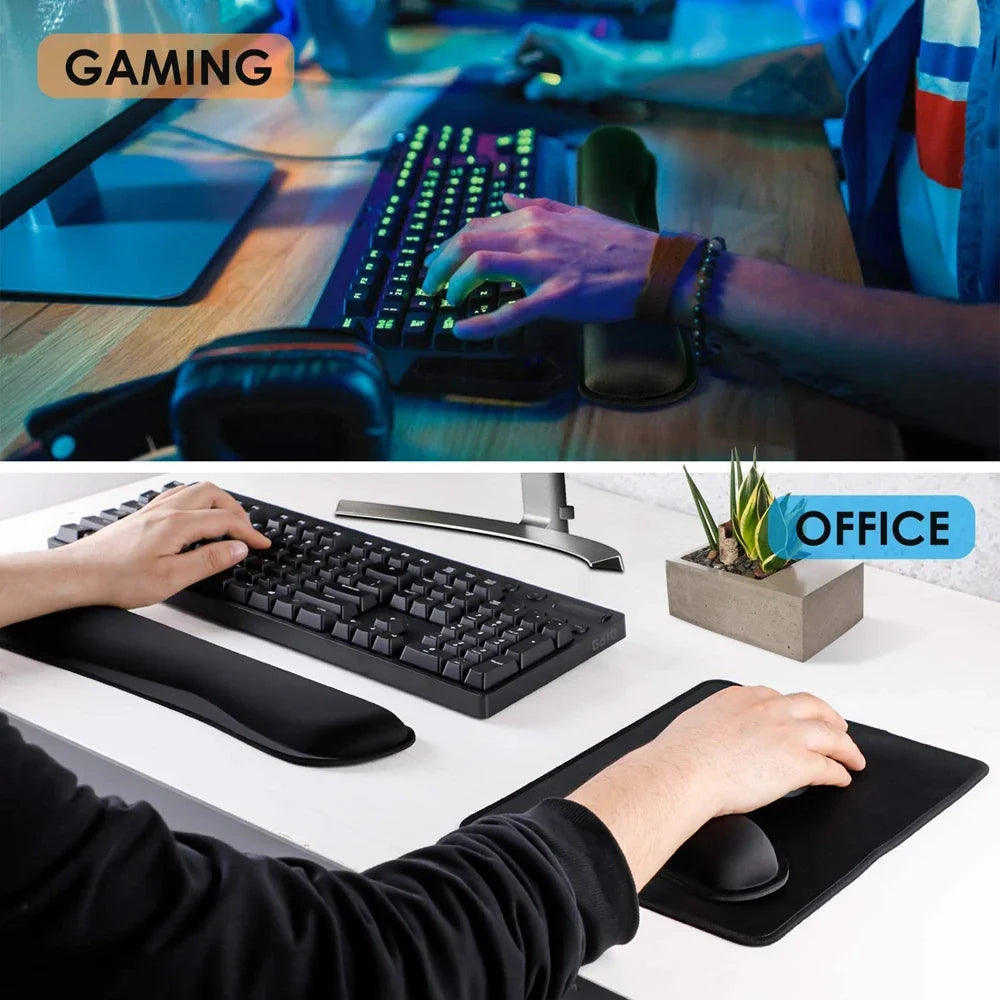 Memory Foam Wrist Rest Mouse Pad – Superfine Fibre, Ergonomic, for Gaming & Office