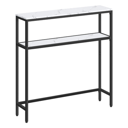 VASAGLE narrow console table with two shelves, entryway furniture in black, measuring 20x100x80cm, by R.E.D. Shopping.