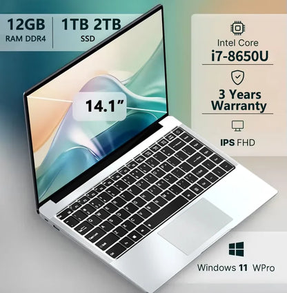 2026 Portable Laptop — Intel i7-8650U, 16GB RAM, 1TB SSD, Office & Gaming, Windows 11 Pro