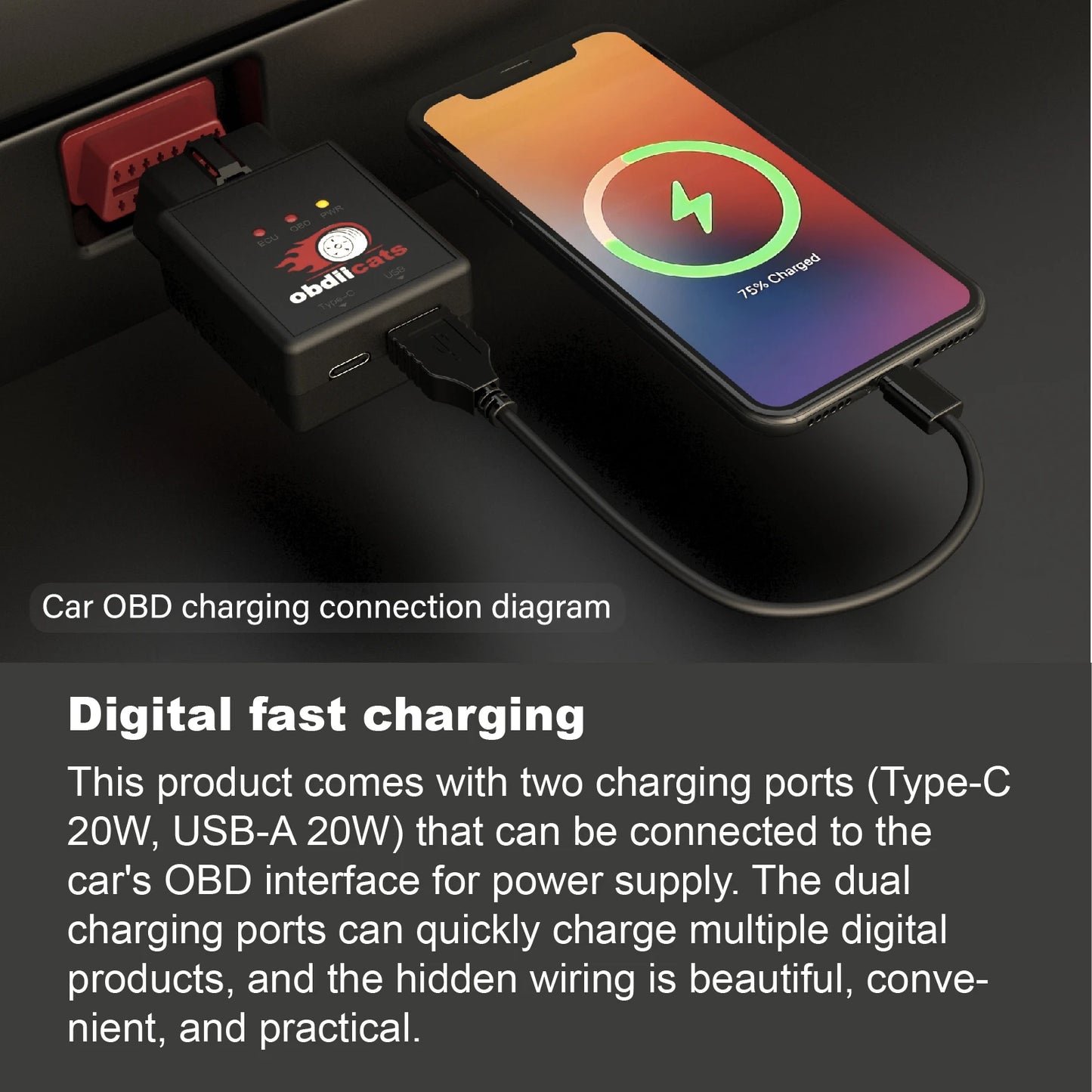 OBD2 Fuel Saving Chip Tuning Box | 2-in-1 Fast Charger & Power Booster for Petrol & Diesel Cars