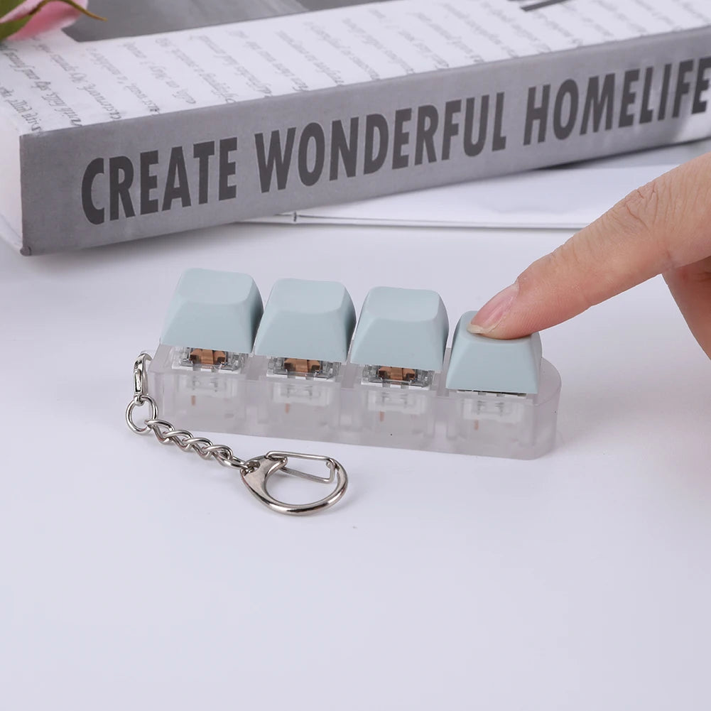 4-Key Mechanical Keyboard Switch Tester – DIY Keycaps, Fidget Toy, Stress Relief Keychain