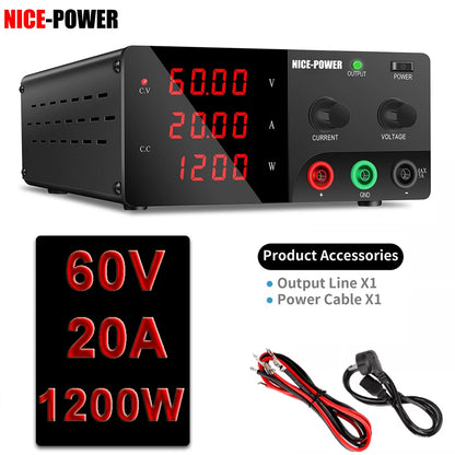 KUAIQU Adjustable DC Lab Bench Power Supply (30V–120V)