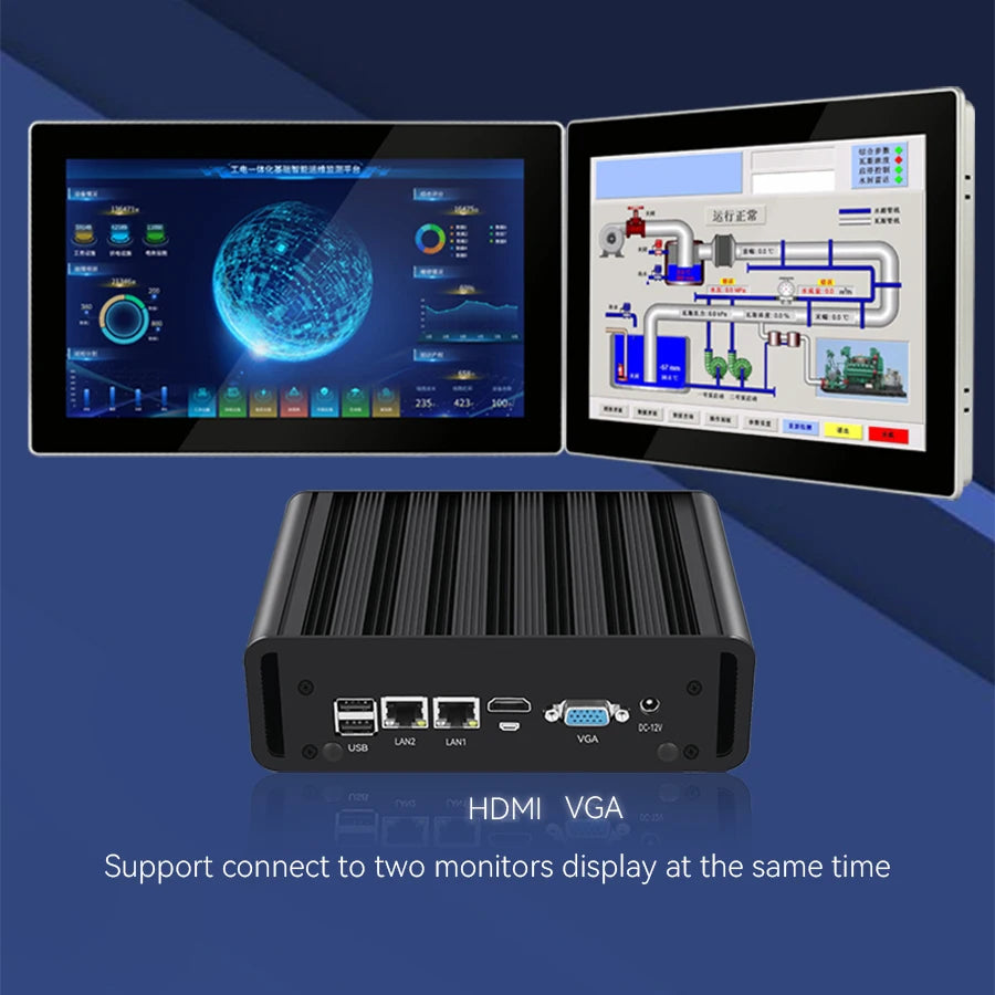 Fanless Industrial Mini PC – Intel N100, Dual LAN, 2x COM RS232/RS485, 4G LTE, GPIO, WiFi, Windows/Linux