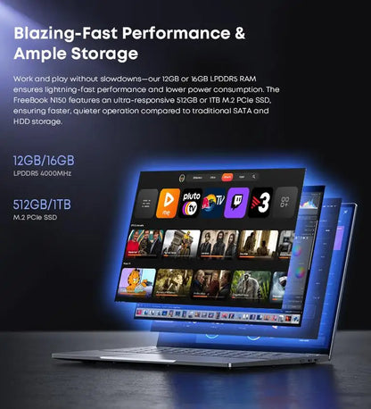 CHUWI FreeBook 2-in-1 Laptop – 13.4" Touch Screen, Intel N150, 16GB RAM, 512GB SSD, Windows 11