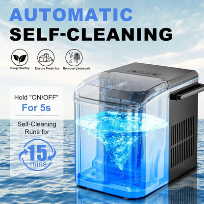 Portable Ice Maker Machine – 9 Cubes in 6 Minutes, 26 lbs/Day, Auto-Clean, Basket & Scoop Included | Home, RV & Camping