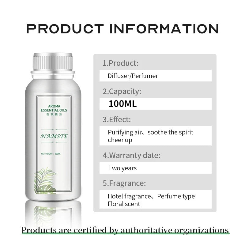 Hotel Room Fragrance Oil Refill – 100ml & 500ml Scenting Device Essential Oil for Home & Car