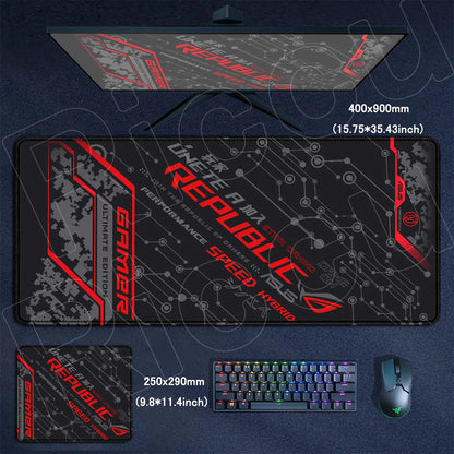 Black Anime XXL Gaming Mouse Pad – Lock Edge, HD Print, Anti-Slip Desk Mat, Multiple Sizes