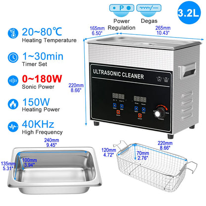 Ultrasonic Bath Cleaner 3–30L 220V – Dental & Industrial Washing Machine
