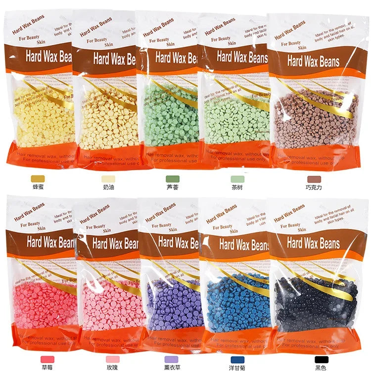 Hard wax beans for hair removal by R.E.D. Shopping, shown in 500g package, ideal for professional waxing and smooth skin.