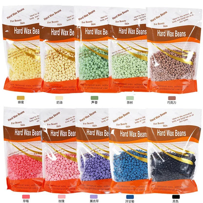 Hard wax beans for hair removal by R.E.D. Shopping, shown in 500g package, ideal for professional waxing and smooth skin.