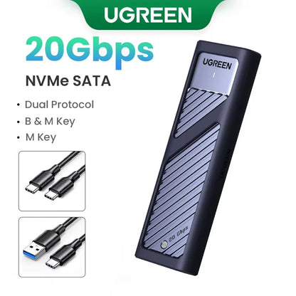 UGREEN M.2 SSD Enclosure | NVMe & SATA | USB 3.2 Gen2 20Gbps | Supports 2230–2280