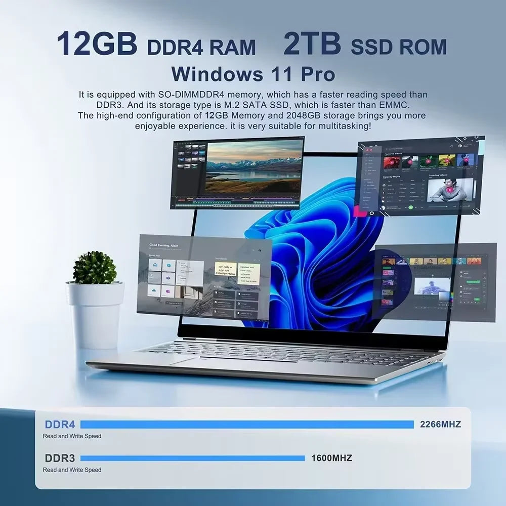 2026 Portable Laptop — Intel i7-8650U, 16GB RAM, 1TB SSD, Office & Gaming, Windows 11 Pro