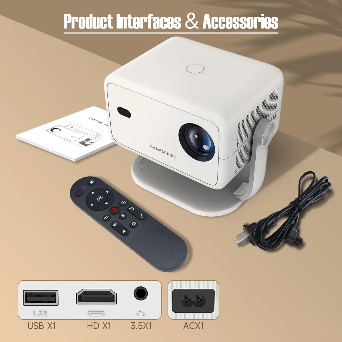 Magcubic L018 Native 1080P Portable Projector – 650 ANSI, Android 14, Auto Keystone, WiFi 6, BT5.4
