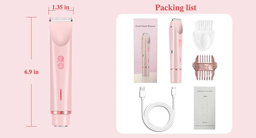 Electric Razor for Women – 2-in-1 Bikini & Body Hair Trimmer, IPX7 Waterproof, Wet & Dry Use