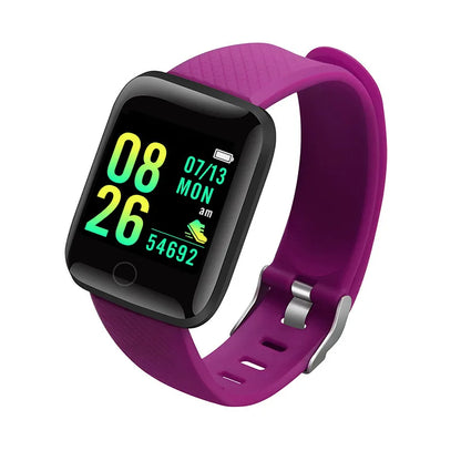 R.E.D. Shopping smartwatch displaying message notifications and fitness tracking on a sleek digital screen.