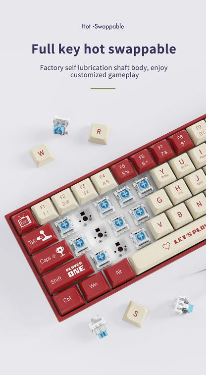 AJAZZ AK680 65% Wired Gaming Mechanical Keyboard – Hot Swap, Gasket Mount, Custom Keycap