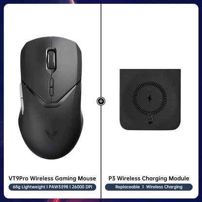 Rapoo VT9PRO Wireless Gaming Mouse – PAW3398, 68g, 26000DPI, Type-C, Programmable, Ergonomic
