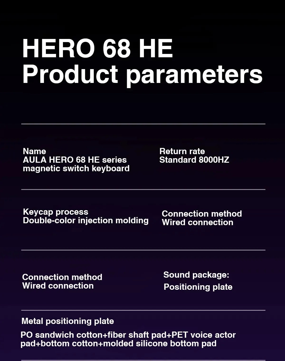 AULA HERO 68HE Magnetic Switch Keyboard – Rapid Trigger, 8K Polling, Hot-Swap, RGB, 68% Layout