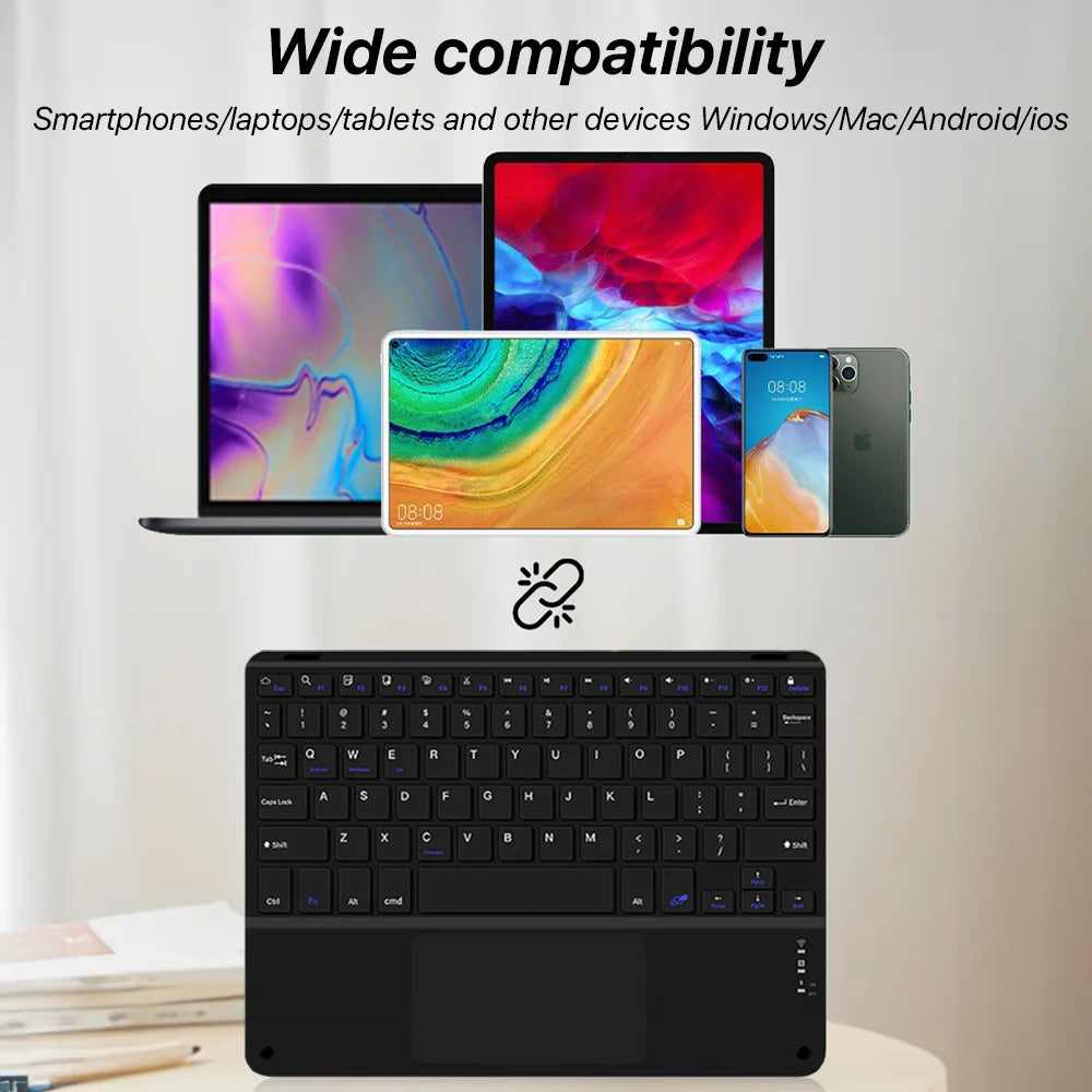 Bluetooth Wireless Keyboard with Touchpad for iPad, Tablet & Laptop