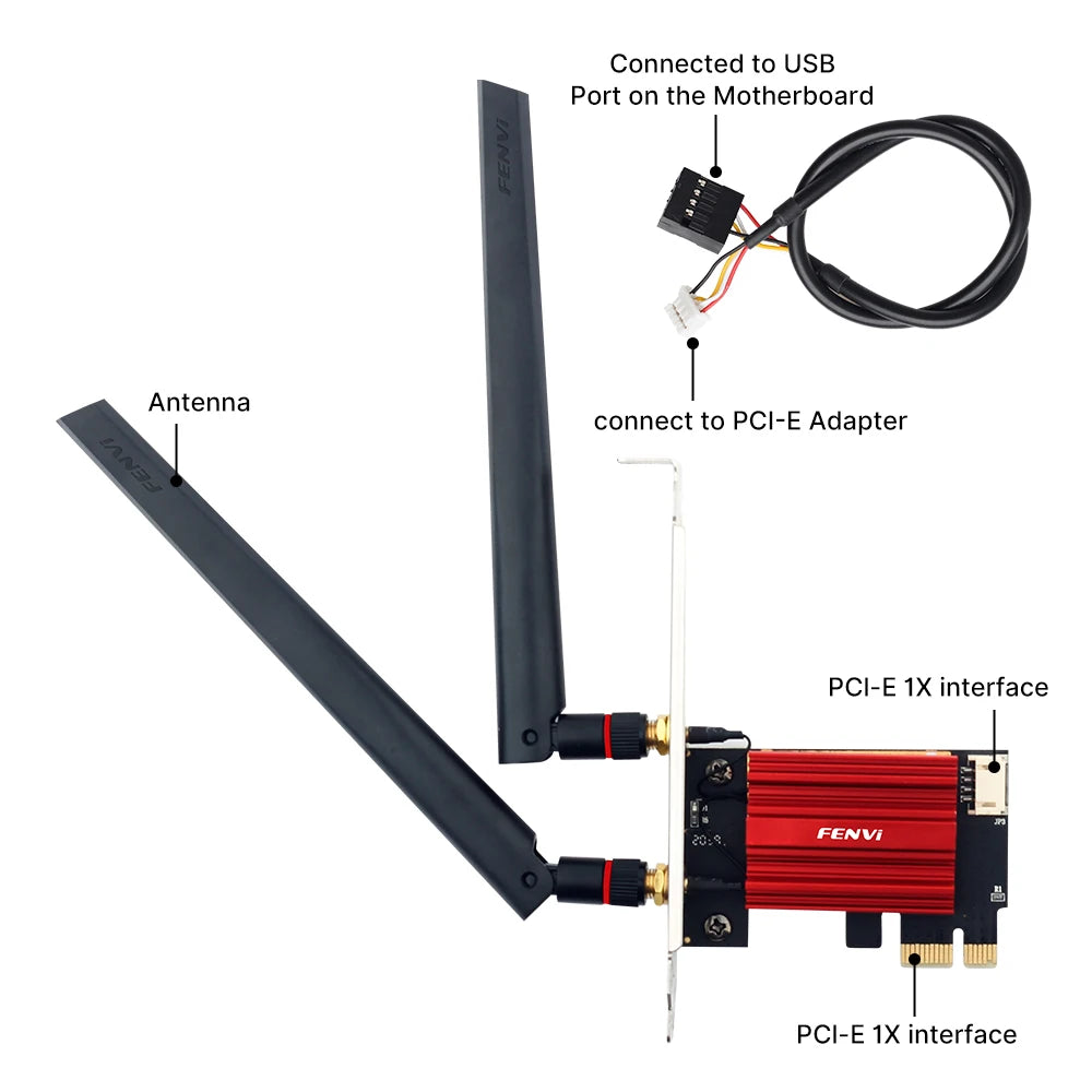 Fenvi FV-AC1200 PCIe WiFi Adapter | AC1200 Dual Band 2.4G+5G | Bluetooth 4.2 | Win 7/10/11 Desktop