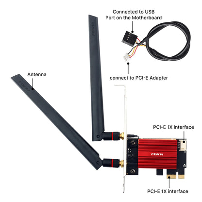 Fenvi FV-AC1200 PCIe WiFi Adapter | AC1200 Dual Band 2.4G+5G | Bluetooth 4.2 | Win 7/10/11 Desktop