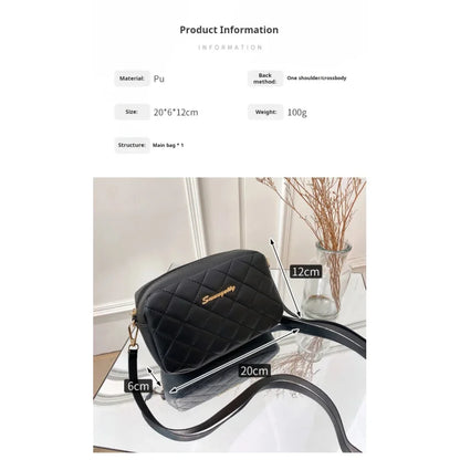 Tassel Diamond Grid Embroidery Crossbody Bag with Chain Strap