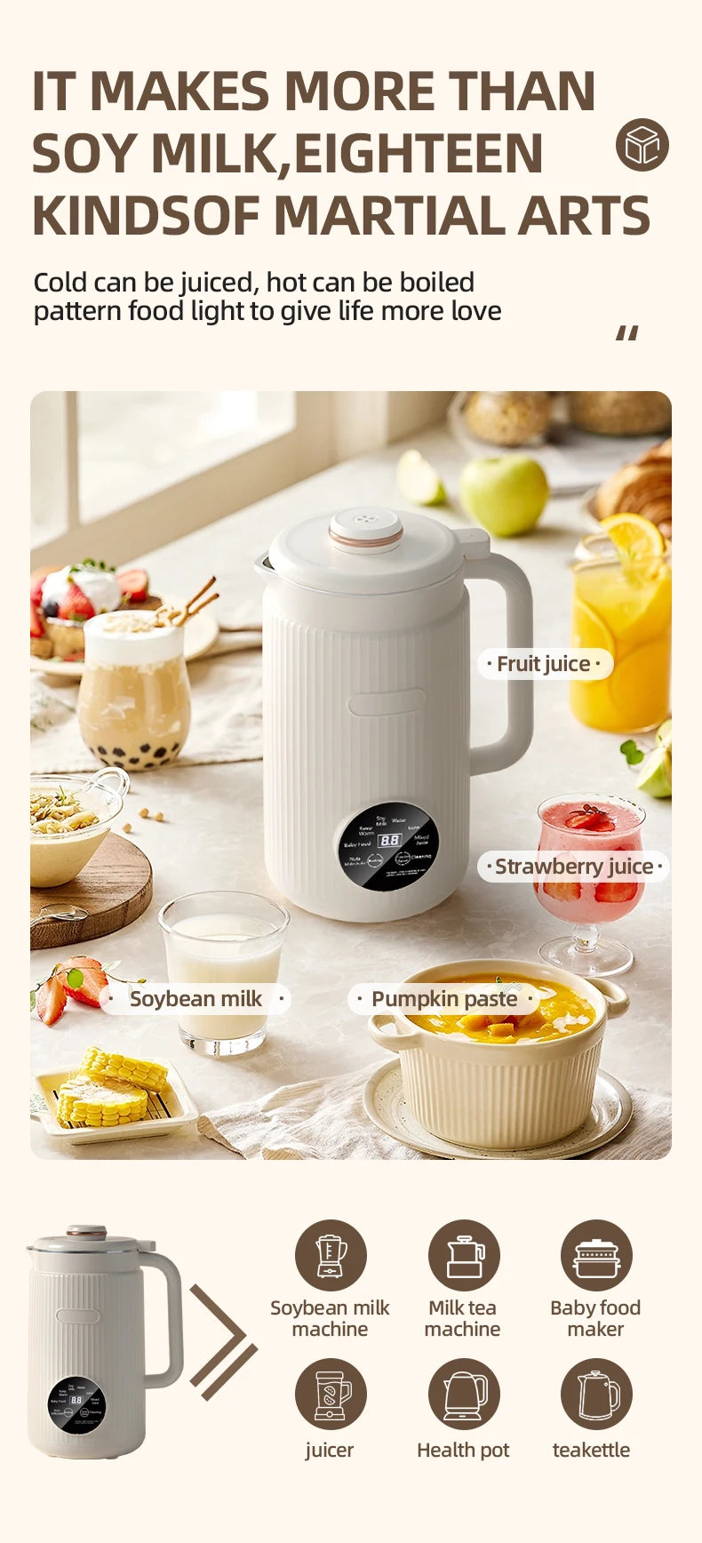 8-in-1 Automatic Nut Milk Machine & Coffee Maker – 40oz, Self-Cleaning, Delay Start, Keep Warm