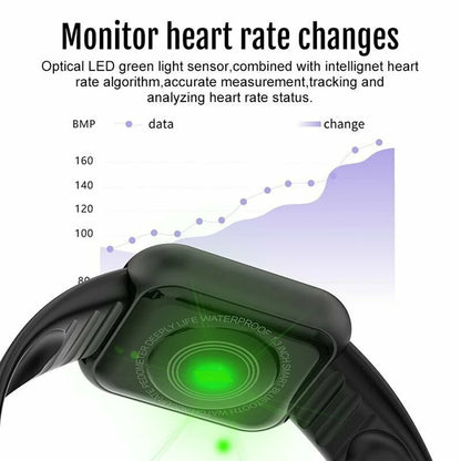 R.E.D. Shopping sports smartwatch for women and men with fitness tracker, sleep monitor, music control, and alarm clock features.