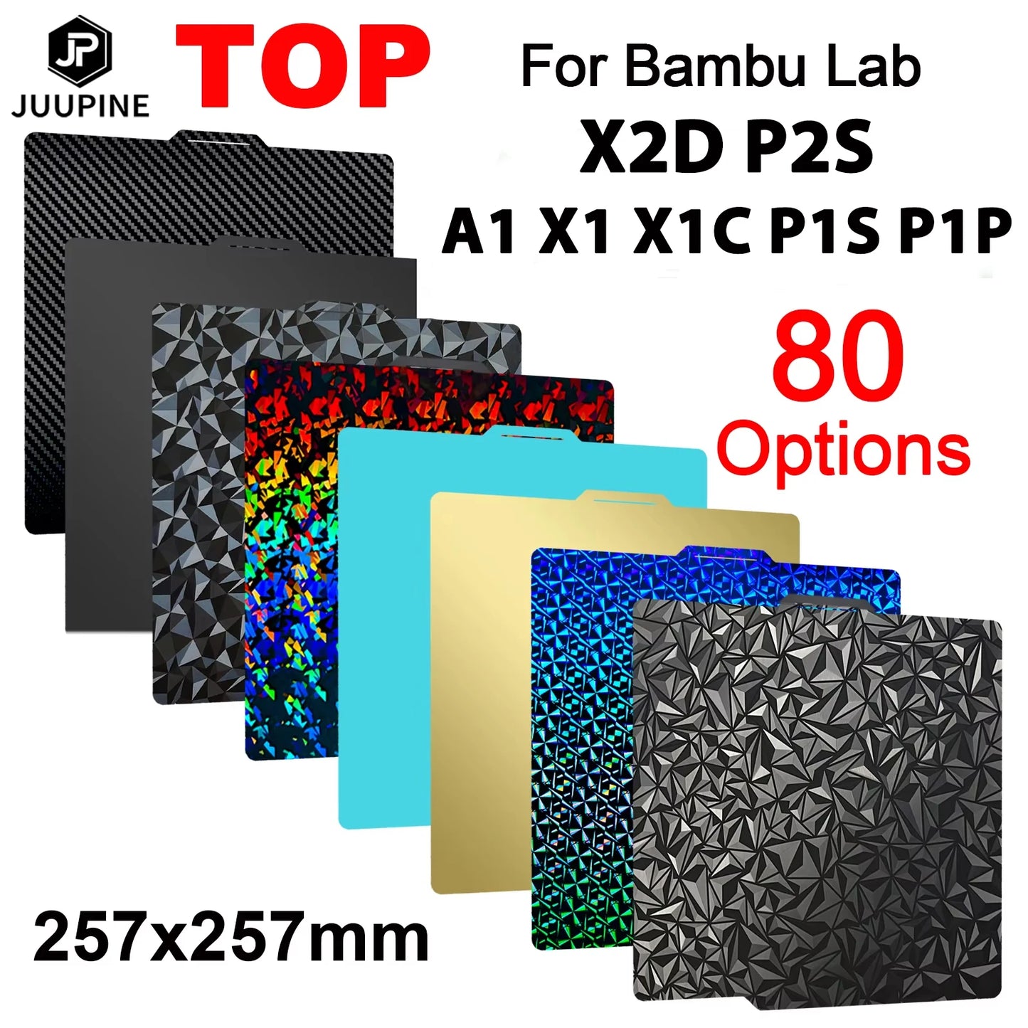 JUUPINE Spring Steel Build Plate for Bambu Lab – 257x257mm, For X1C / P1S / P2S / A1 / X2D