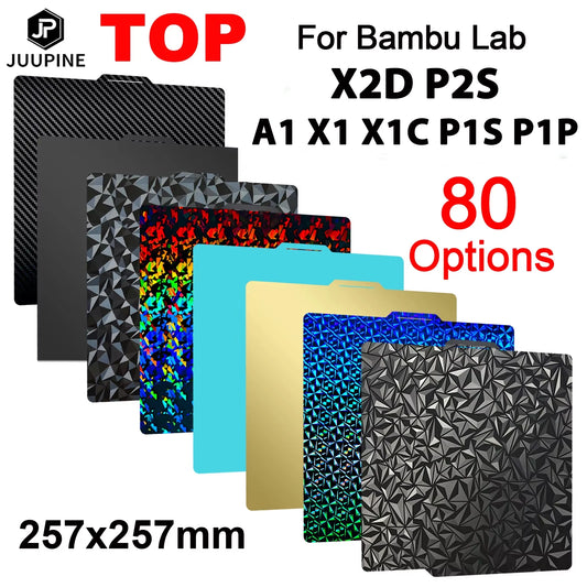 JUUPINE Spring Steel Build Plate for Bambu Lab – 257x257mm, For X1C / P1S / P2S / A1 / X2D