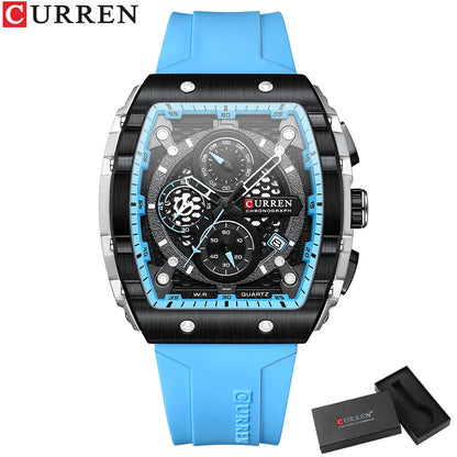 CURREN Men's Fashion Watch – Unique Square Design, Luxury Quartz Sport, Waterproof