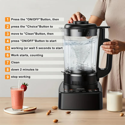 PRASKY 2400W Professional Heating Blender – 25,000 RPM, Auto-Clean, 55oz Glass Jar + To-Go Cup | Smoothies & Soups
