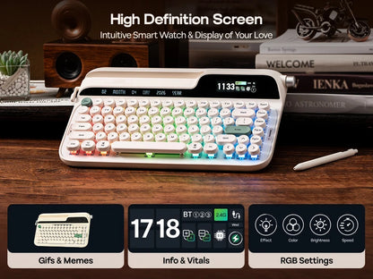 EPOMAKER Glyph 75% Mechanical Keyboard | Retro Typewriter | TFT Screen | Rotary Knob | Wired / 2.4GHz / BT