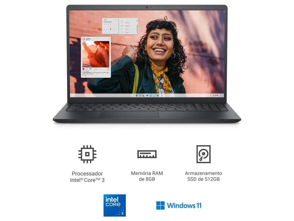 Dell Inspiron 15 – Intel Core 3, 8GB RAM, 512GB SSD, 15.6" FHD 120Hz, Windows 11
