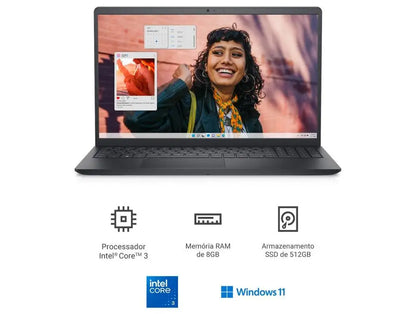 Dell Inspiron 15 – Intel Core 3, 8GB RAM, 512GB SSD, 15.6" FHD 120Hz, Windows 11