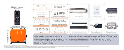SucceBuy 8KW Diesel Air Heater | LCD Panel, Remote Control, Low Noise Parking Heater for Truck, Trailer & Boat