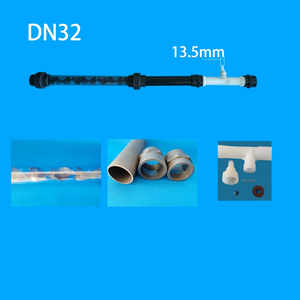 UPVC Inline Ozone Static Mixer DN15–DN100 | Optional PVDF Venturi | Water Treatment