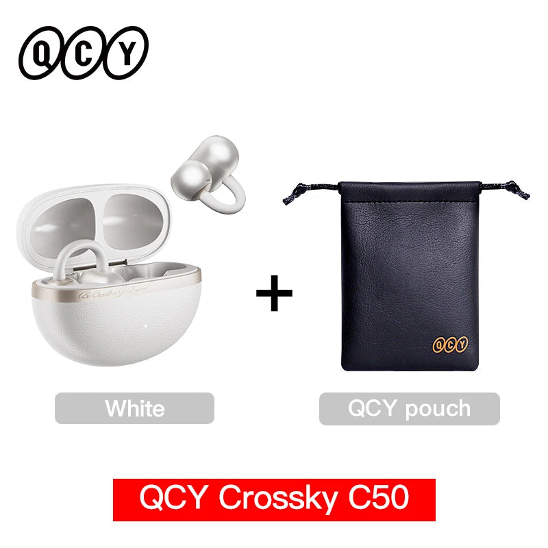 QCY Crossky C50 Open-Ear Clip-On Wireless Earbuds – Bluetooth 6.0, 4 AI Mics, Bass Boost, 60Hrs