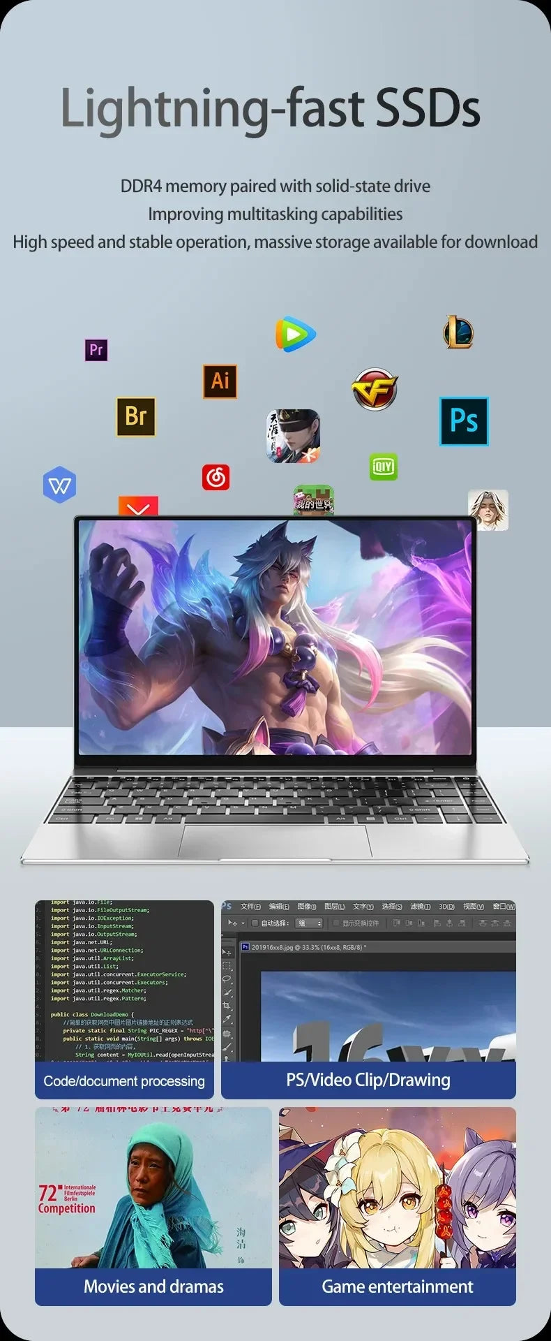 Ultra Slim 14.1" Laptop – Intel N3700, Up to 16GB RAM, Up to 2TB SSD, Win 11