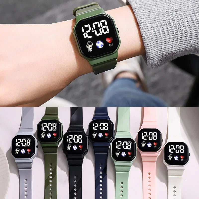 YIKAZE Kids LED Digital Watch – Silicone Strap, Cartoon Sport Wristwatch for Boys & Girls