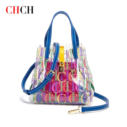Transparent Letter Print Tote Bag - Large Capacity PVC Crossbody Shoulder Bag