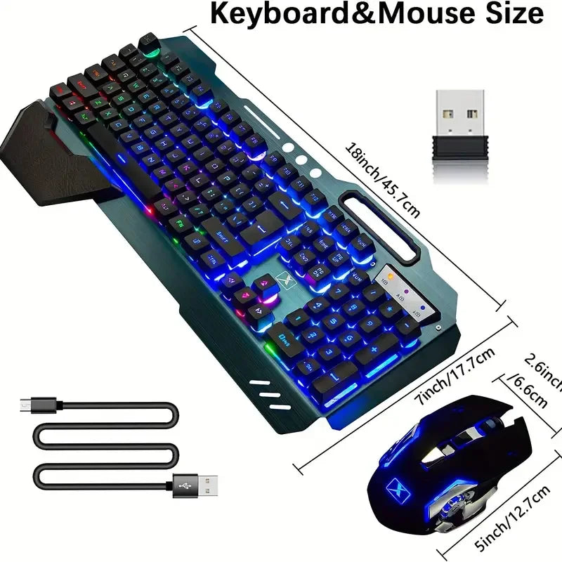 MAMBASNAKE K680 Wireless Keyboard & Mouse Set – 3800mAh, Rainbow Backlit, for PC, PS4, PS5, Xbox