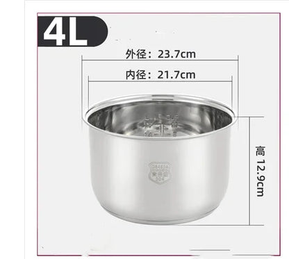 Stainless Steel 304 Rice Cooker Liner | 1.2L–8L | Compatible with Oxhaier, SKG & Universal Brands