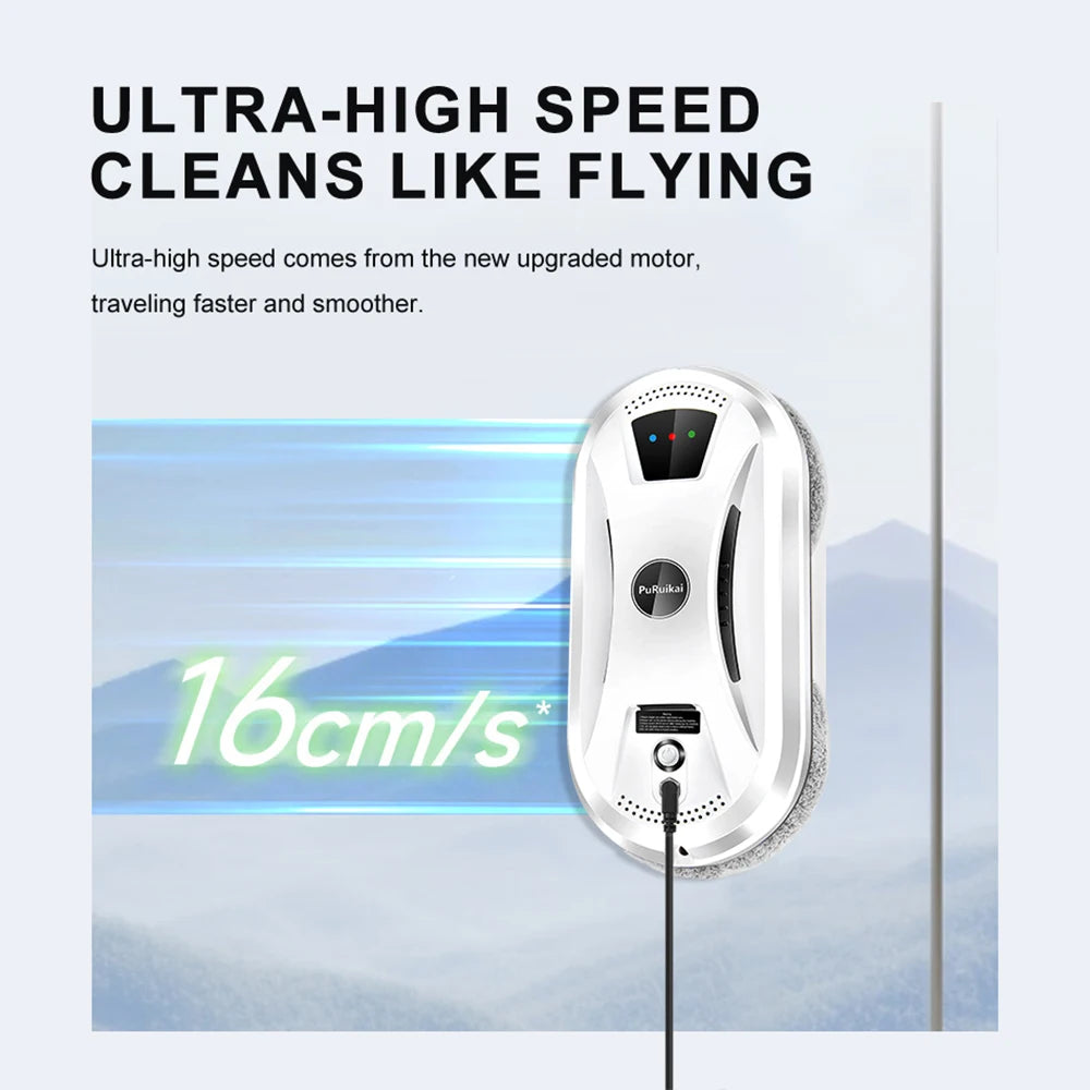 PuRuiKai AI Window Cleaning Robot – Smart Automatic, Streak-Free, Self-Cleaning, Ultra Quiet