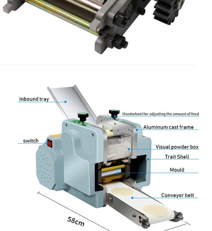 Electric Automatic Dumpling Wrapper Maker – Wonton & Dumpling Skin Press, Round & Square, Commercial
