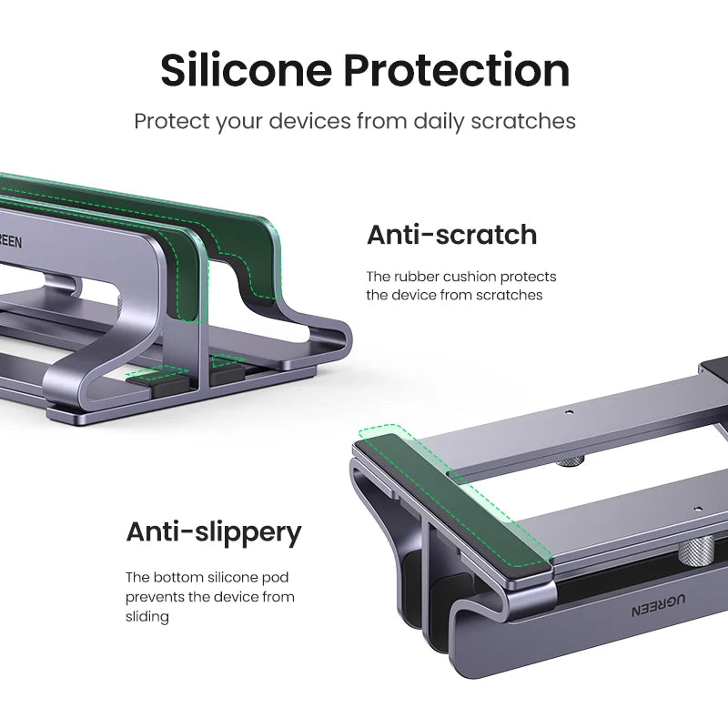 UGREEN Vertical Laptop Stand – Aluminum, Foldable, 1/2/3 Slots for MacBook Air, Pro & Tablets
