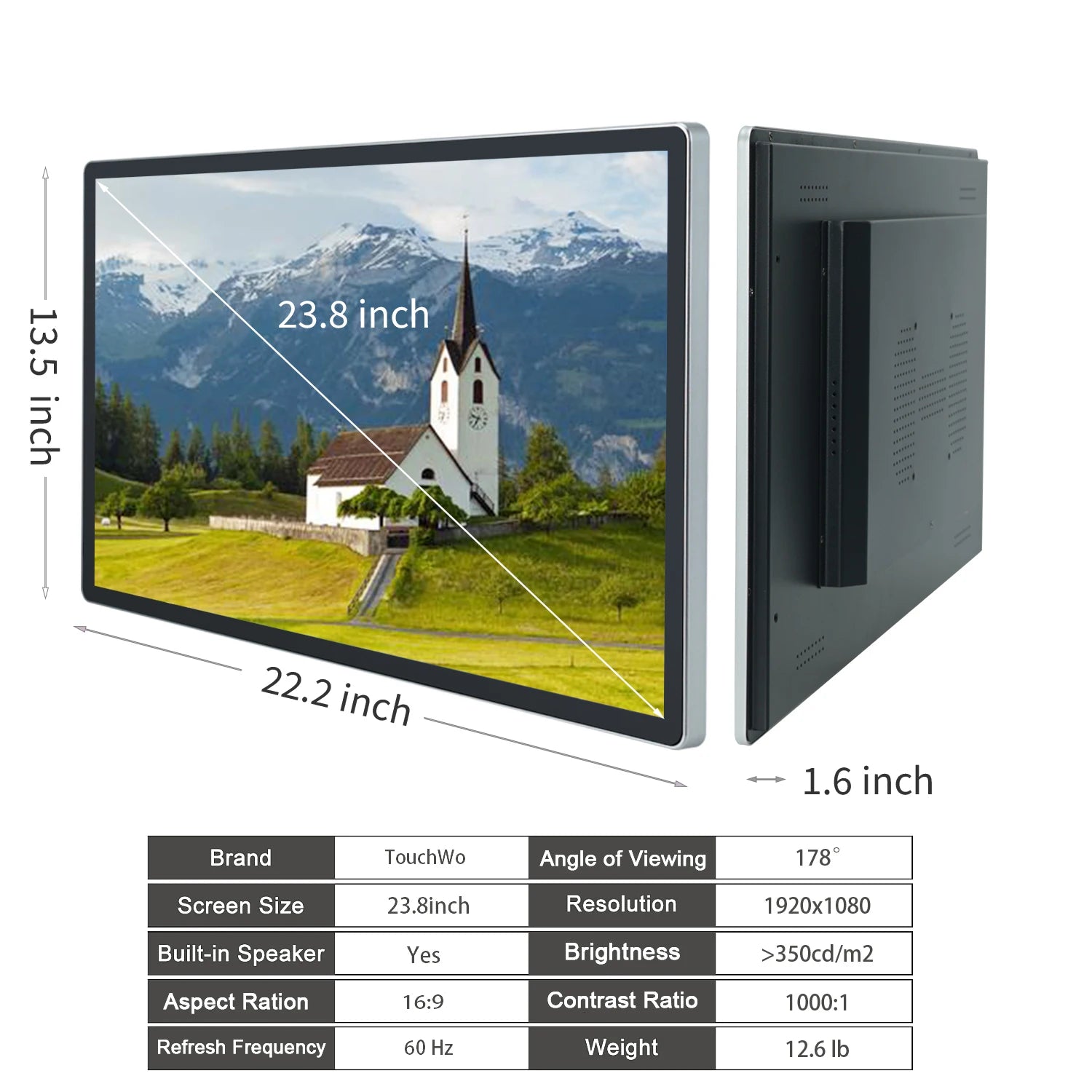 R.E.D. Shopping TouchWo 21.5-27 inch industrial all-in-one PC with touchscreen, Android and Windows 10, commercial computer monitor