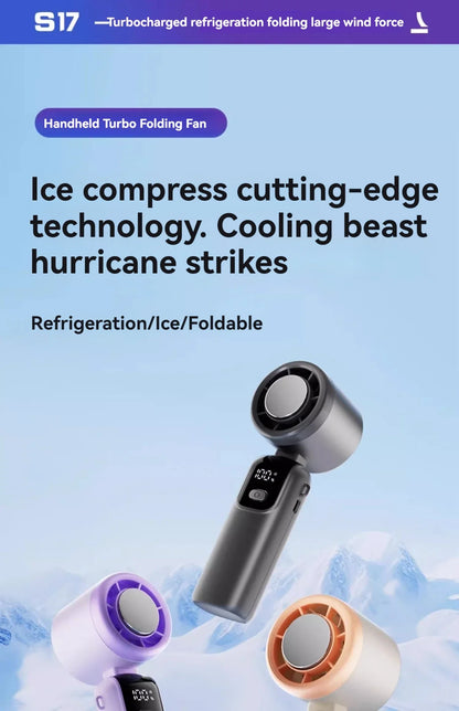 JPNPL Portable Handheld Neck Fan – 100-Speed Folding Fan with Ice Pack, Outdoor Use