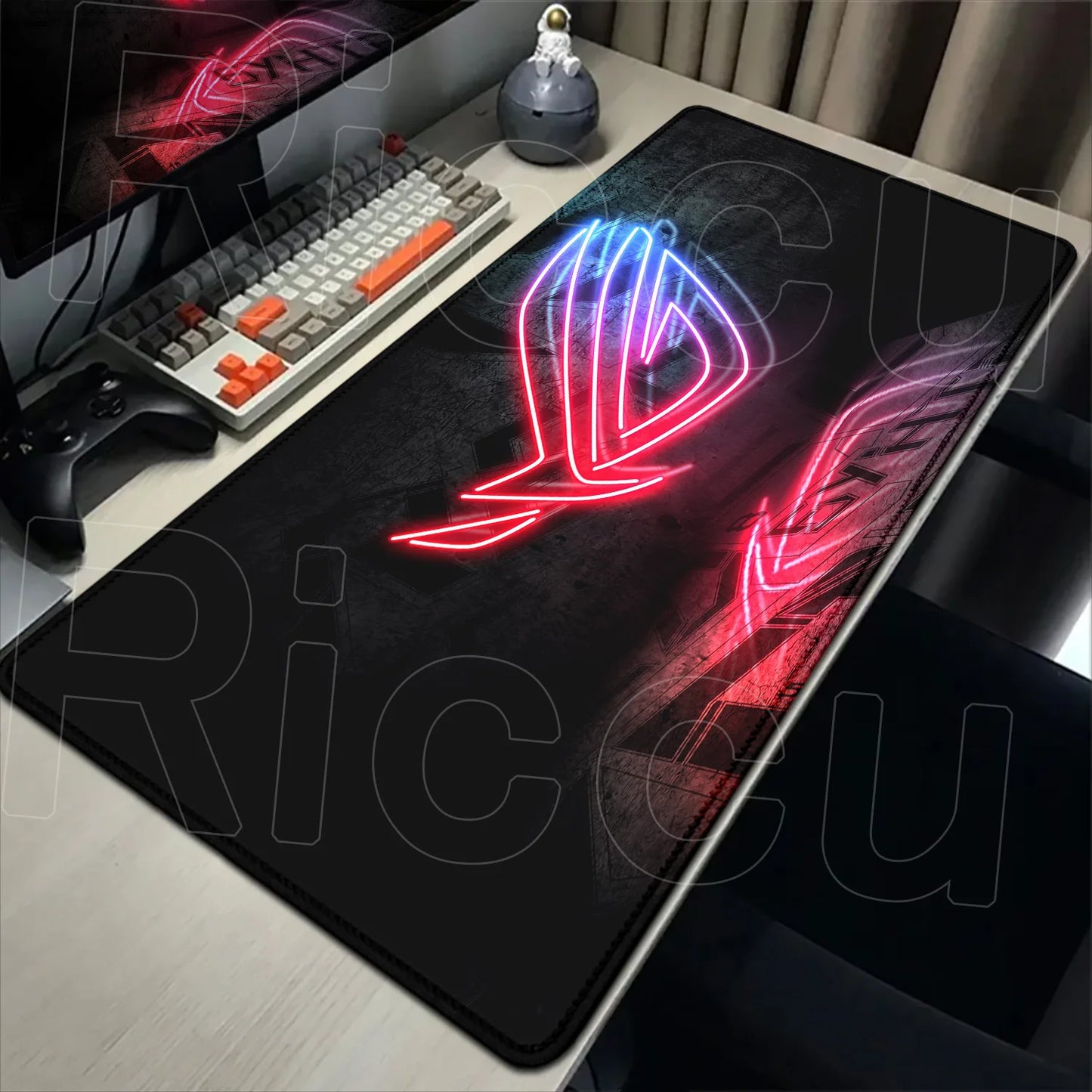 Black Anime XXL Gaming Mouse Pad – Lock Edge, HD Print, Anti-Slip Desk Mat, Multiple Sizes